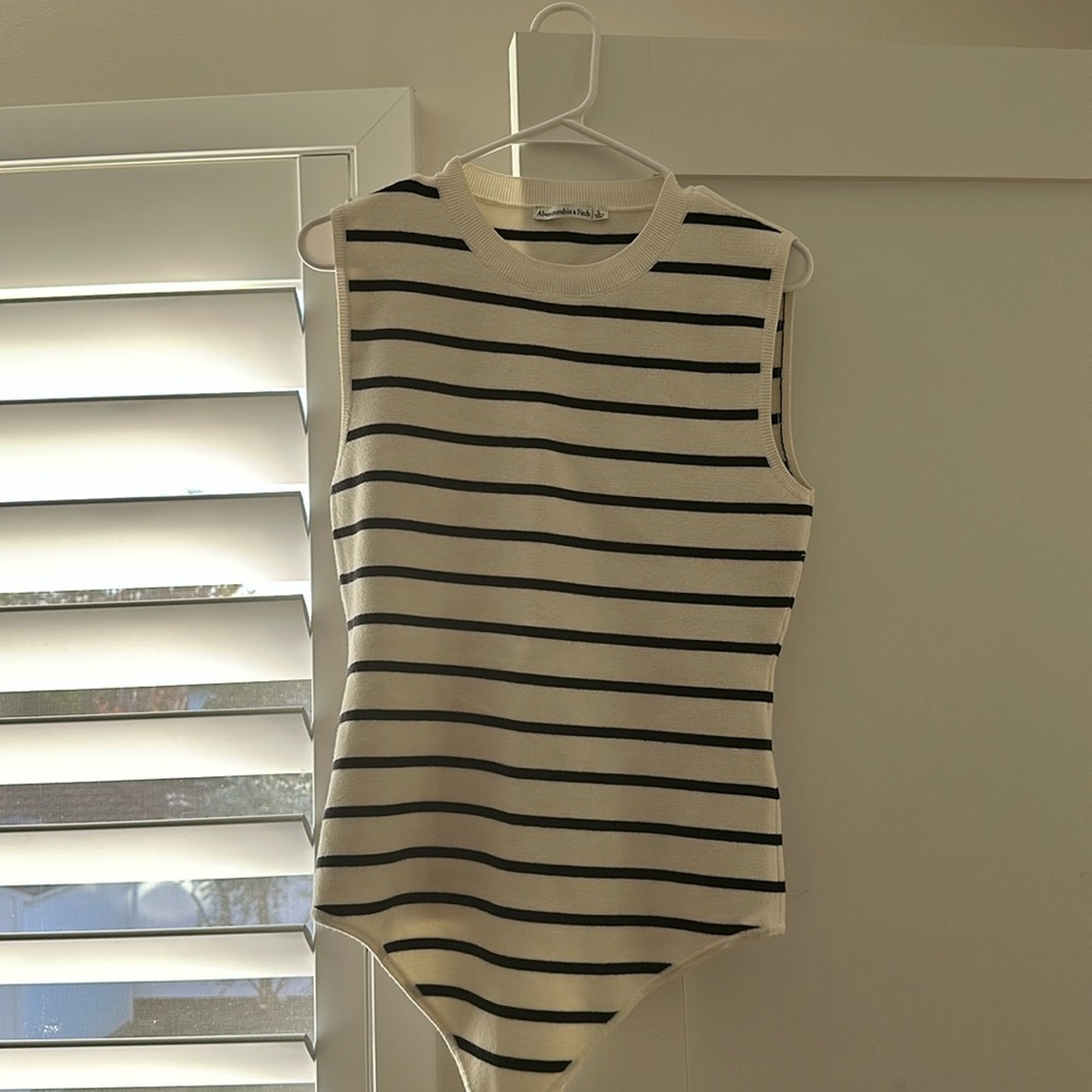 Abercrombie black and white striped bodysuit